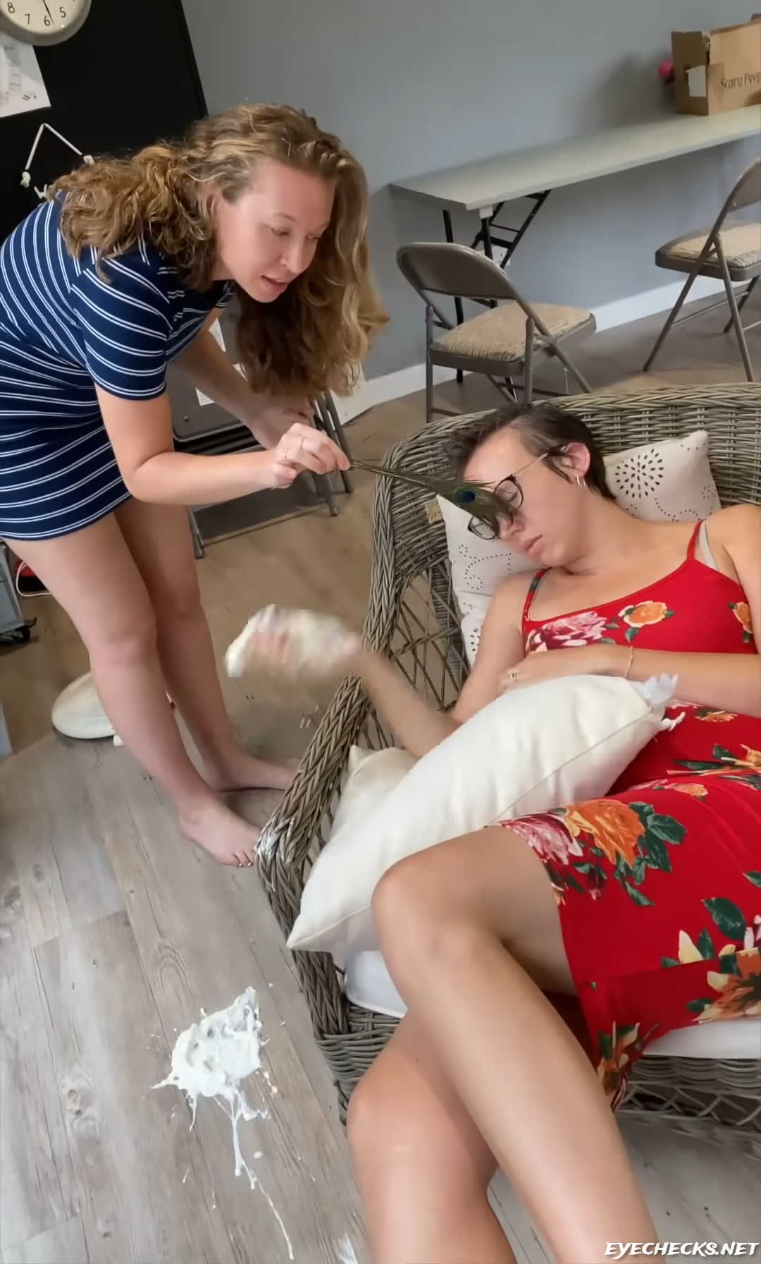 Sleeping Wife pranked by female friend